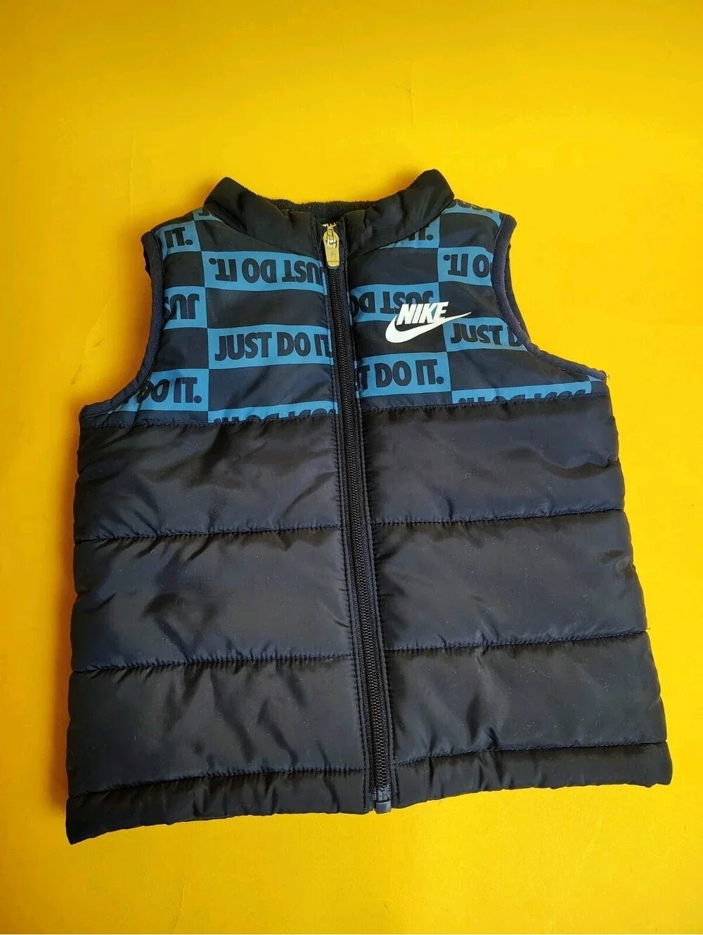 Nike Just Do It Puffer Vest Infant Boys 18M Toddler Navy Teal Blue Quilted